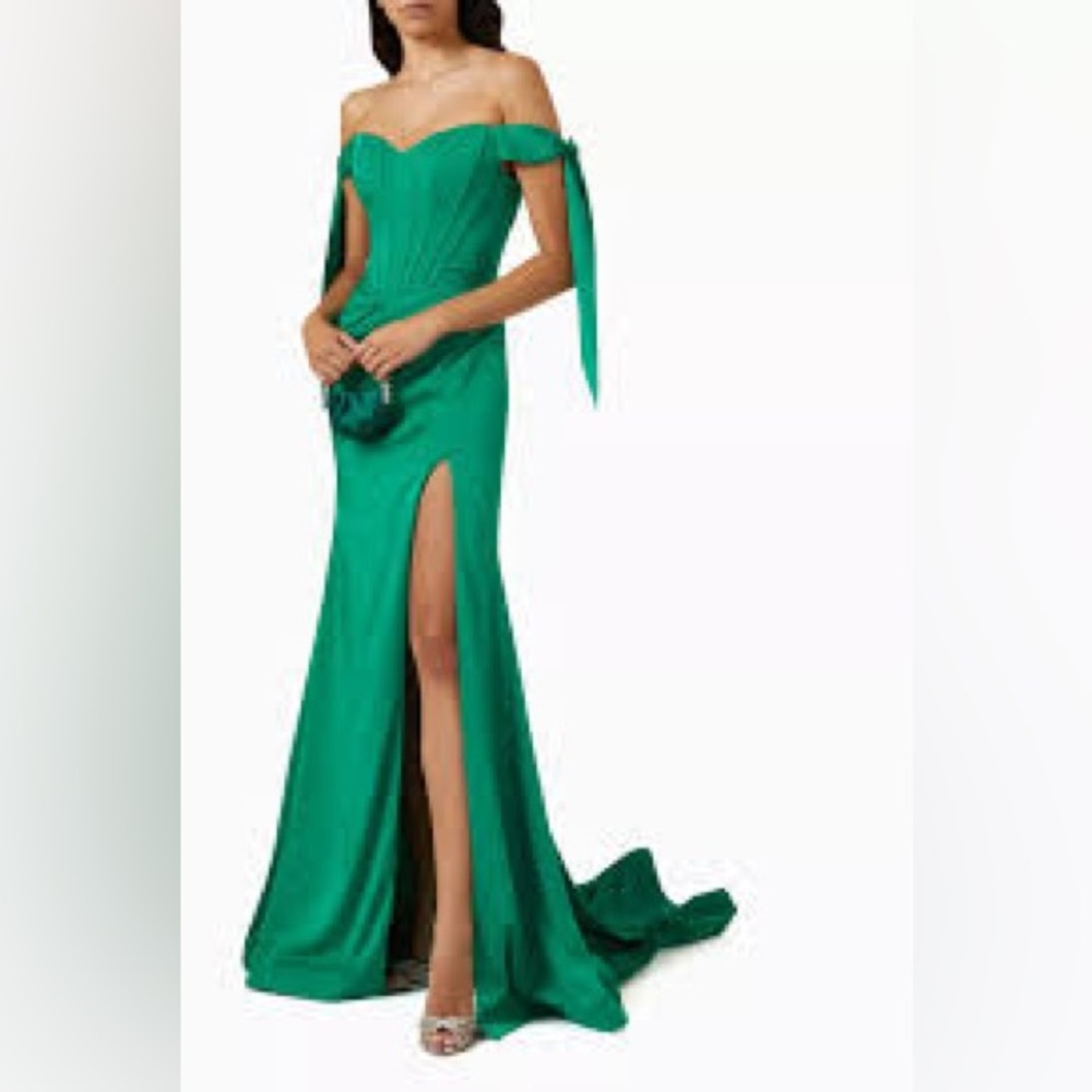 Jovani 38197 Elegant Green basque waist Evening Gown NWT